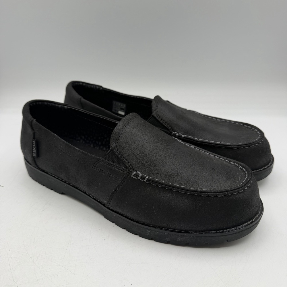 BOBS Skechers Chill Lugs Central Look Loafers Womens 9 W WIDE Black Slip On Shoe